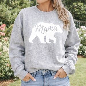 Gray Mama Bear Sweatshirt/Large/Light Gray/Mother’s Day Gift